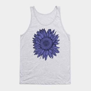 Very Peri Periwinkle Blue Sunflower Floral Drawing Tank Top